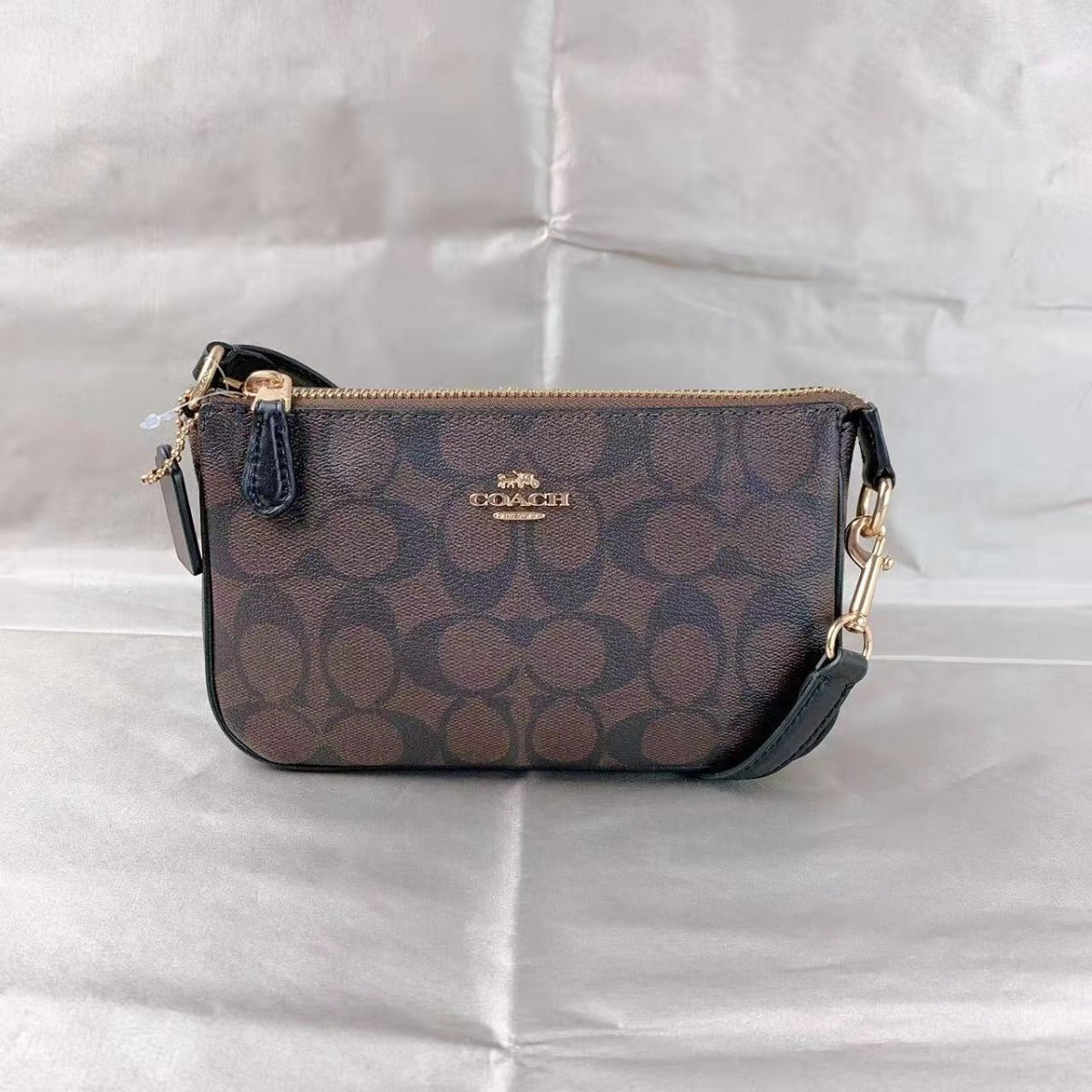 Coach C3308 Nolita 19 In Signature Canvas In Brown Black Coach C3308 Nolita 19 In Signature Canvas In Brown Black